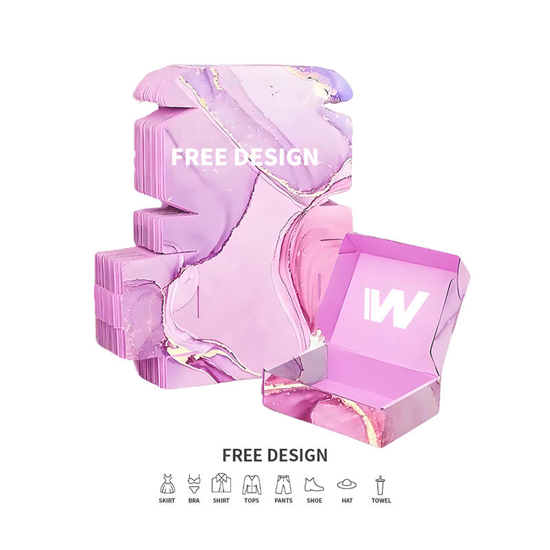 Fialové mramorové krabice na balení vlnitého oblečení