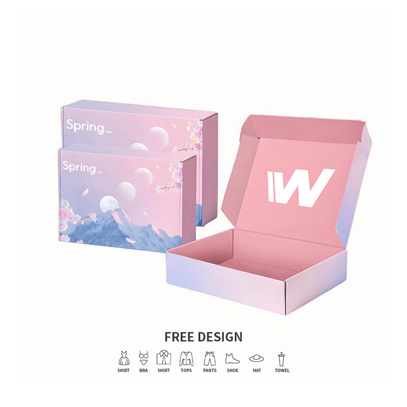 Krabice na balení vlnitého oblečení s pastelovým gradientem